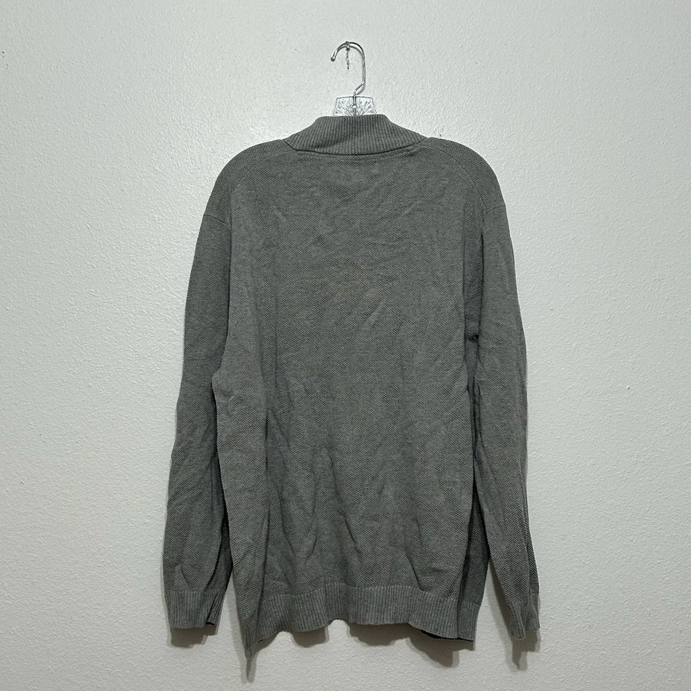Club Room Gray Long Sleeve Quarter Zip‎ Pullover Cotton Sweater Men's Size XXL